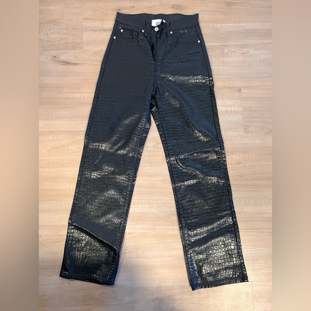 BDG Black Faux Crocodile Straight Leg Jeans